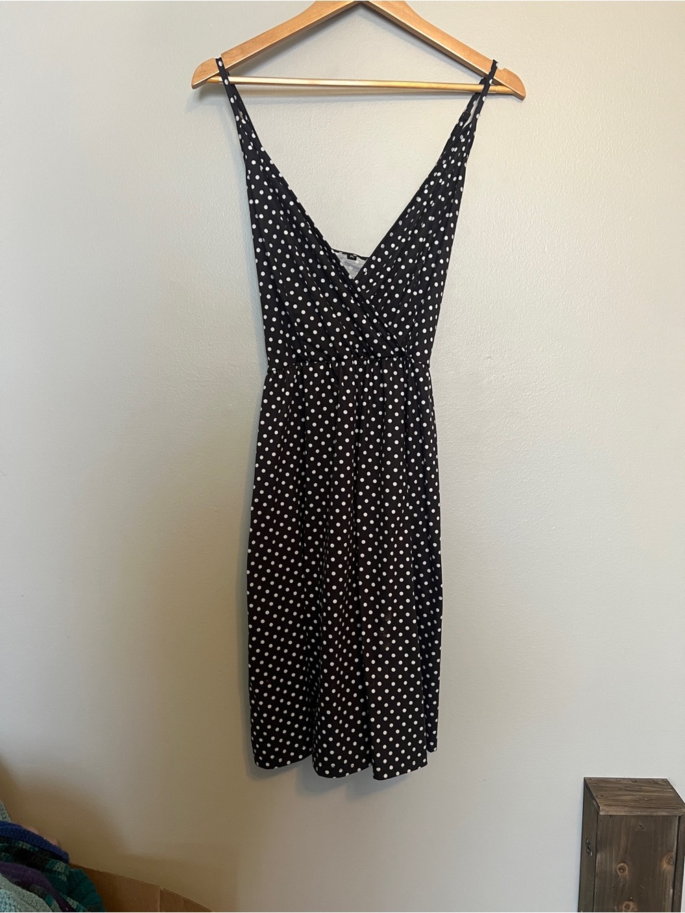 Polka Dot Spaghetti Strap Midi Dress in Black and White